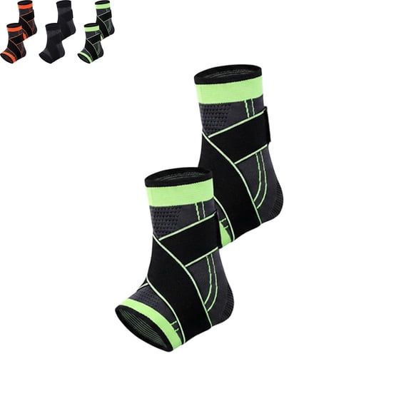 Ankle Brace with Adjustable Dual-Strap Compression, Copper-Infused Breathable Material, Arch Support, 2-Pack, for Sports & Daily Activity