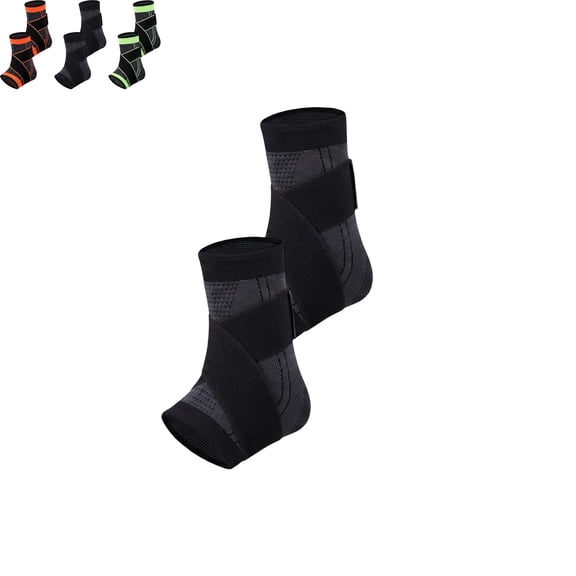Ankle Brace with Adjustable Dual-Strap Compression, Copper-Infused Breathable Material, Arch Support, 2-Pack, for Sports & Daily Activity