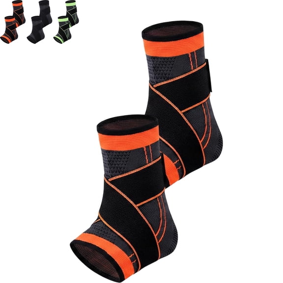 Ankle Brace with Adjustable Dual-Strap Compression, Copper-Infused Breathable Material, Arch Support, 2-Pack, for Sports & Daily Activity