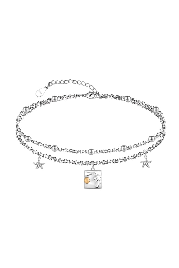 Ankle Bracelet 925 Sterling Silver Palm Anklet Dainty Palm Anklets for Women Boho Layered Anklet Adjustable Beach Anklet Jewelry