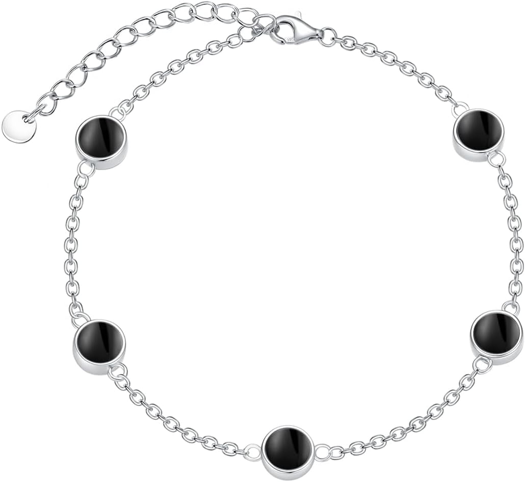 Ankle Bracelet for Women 925 Sterling Silver Natural Stone Bracelet Anklet Summer Beach Jewelry Birthday Gifts for Mom