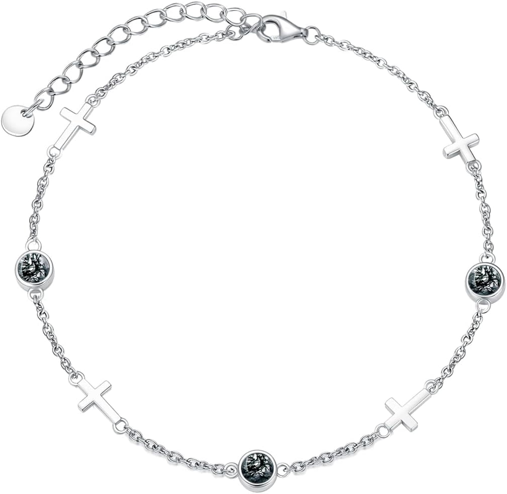 Ankle Bracelet for Women 925 Sterling Silver Natural Stone Bracelet Anklet Summer Beach Jewelry Birthday Gifts for Mom