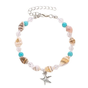 Ankle Bracelet for Women Girls Adjustable Shell Starfish Handmade Boho Hawaiian Beach Seashell Jewelry for Girls