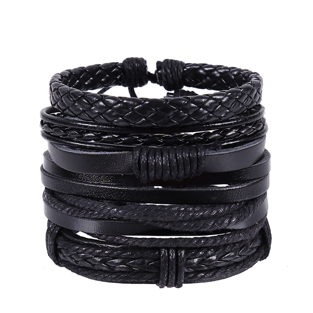 Ankle Bracelets For Women Hand-Woven Multi-Layer Vintage Jewelry Leather Bracelet Bracelet Bracelets Black