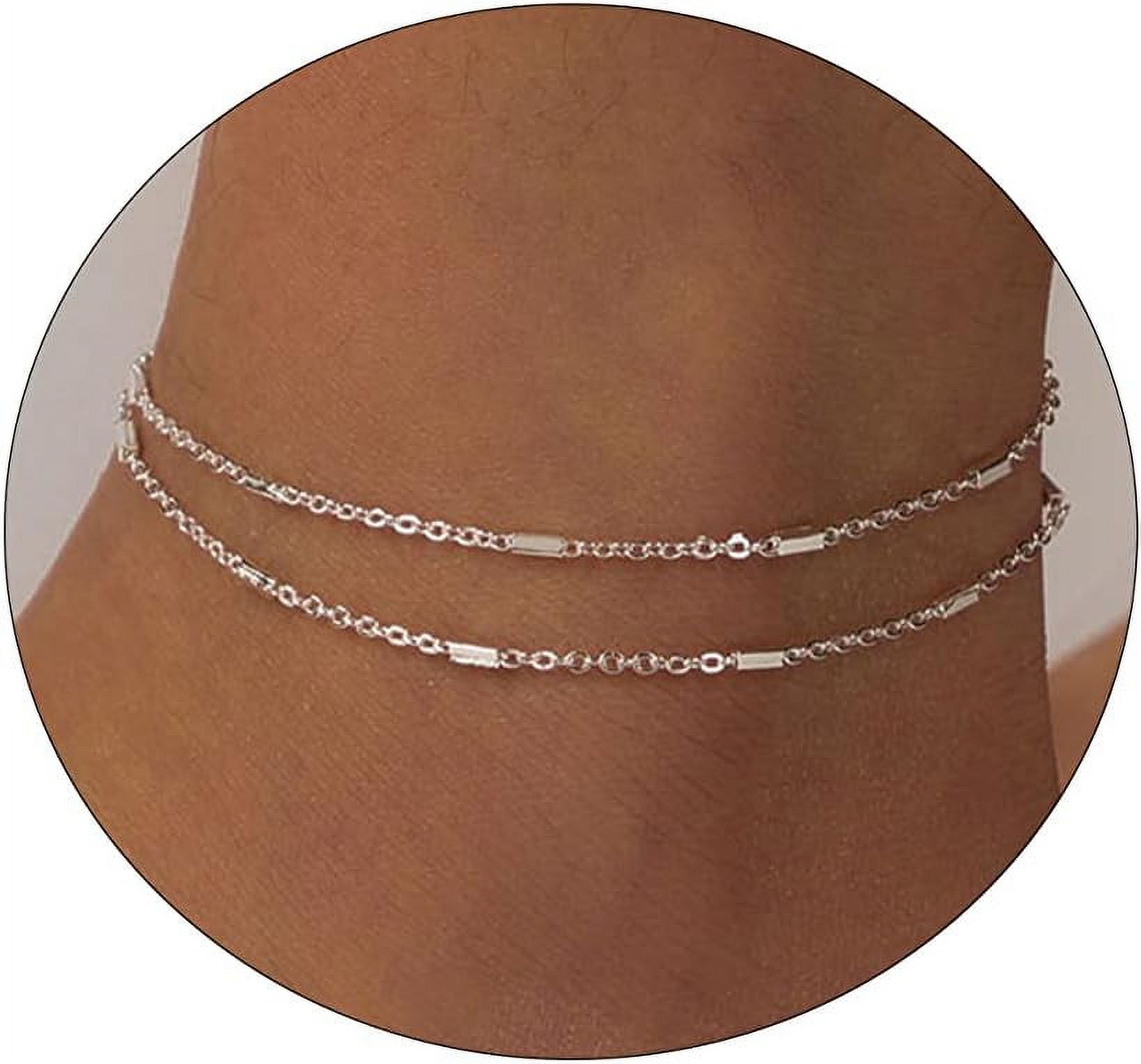 Ankle Bracelets for Women 14K Gold Plated Anklet for Women Silver