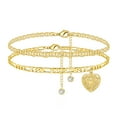 thumbnail image 1 of Ankle Bracelets for Women 14K Gold Plated Initial Anklet Figaro Chain Heart Pendant Anklet for Women Summer Jewelry Gifts, 1 of 5