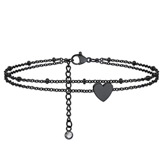 Ankle Bracelets for Women Black Adjustable for Beach