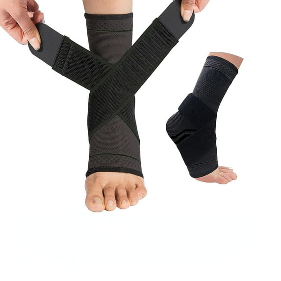 Ankle Compression Sleeve, Foot Sleeve (1 Pair) with strap, Ankle Brace For Arch, Ankle Support, For Sprained Foot, Achilles Tendonitis, Plantar Fasciitis Relief, Women & Men
