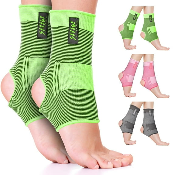Besavage Ankle Brace for Men, Women & Youth | Compression Sleeve for Foot, Heel & Ankle Support | Green L/XL