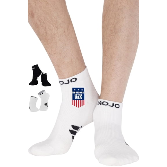 Ankle Compression Socks for Men & Women 15-20mmHg - Made by Mojo - White, Large