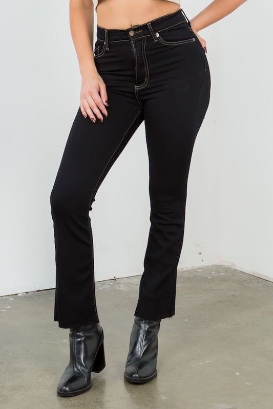 Dark Cropped Flare Jeans