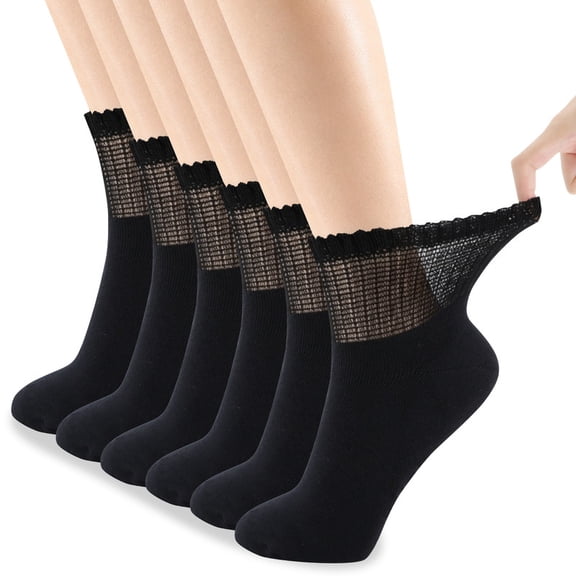 MD Ankle Diabetic Socks for Women and Men Non-Binding Top Cushion Sole Seamless Toe, 6 Pairs (10-13, Black)