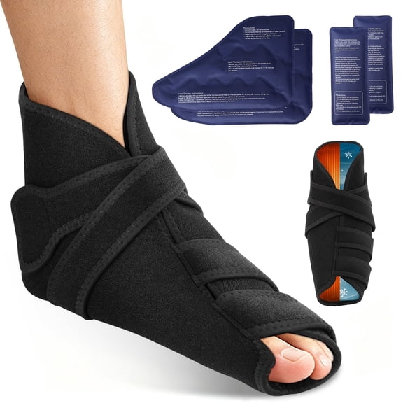 Ankle Foot Ice Pack Wrap for Sprained Ankle, 4 Gel Packs Included, Reusable Gel Ice Packs for Feet Injuries, Achilles Tendonitis, Cold/Hot, XL