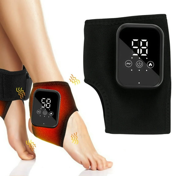 Ankle and Foot Massager with Intelligent Temperature Control, 3 Heat Levels and Vibration Modes, Portable Electric Hot Compress Wrap for Joint Pain Relief