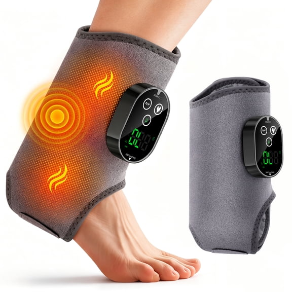 Ankle Foot Massager with Heat, Cordless Heated Ankle Wrap with 6 Heat and 3 Vibration, Rechargeable Multi-Area Foot Massager with 3 Timer Settings