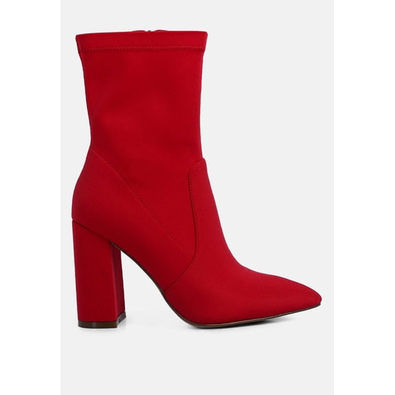 Ankle Lycra Block Heeled Boots