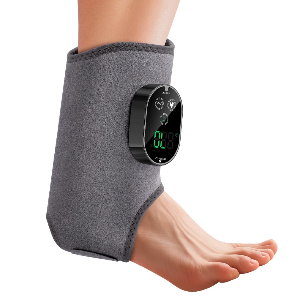 Ankle Massager with Heat, Ankle Heating Pad, Foot Massager,Ankles Heating Wrap Massager, Foot Heating Pad, 6 Heat Levels, 3 Vibration Modes,Adjustable Timer, Gray 1PCS
