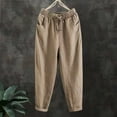 thumbnail image 1 of uublik Ankle Pants for Women Khaki Comfy High Waisted Sports Athletic Lounge Pants with Pockets, 1 of 6