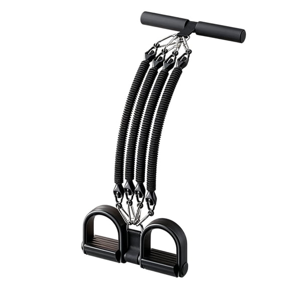 Ankle Puller Resistance Band for Core and Leg Training, Adjustable 4 Tube Foot Pedal Band with Handle, Full Body Exercise Equipment for Men and Women, Strength Training, Black