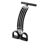Ankle Puller Resistance Band for Core and Leg Training, Adjustable 4 Tube Foot Pedal Band with Handle, Full Body Exercise Equipment for Men and Women, Strength Training, Black