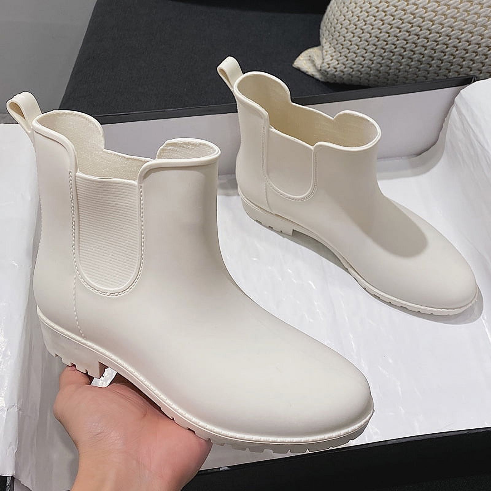 Ankle Rain Boots for Women, Comfort Waterproof Chelsea Rain Boots, Adjustable Rubber Short Rainboots Shoes, Adult Cute Lightweight Garden Boots for Outdoor