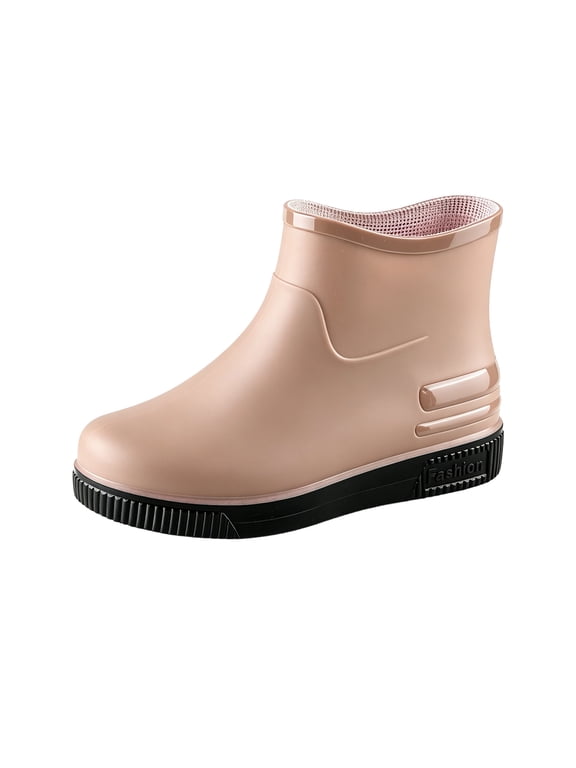 Ankle Rain Boots for Women Wide Width Rain Boots for Women Water Resistant Slip on Non-Slip Soles Mid Calf Booties Casual Outdoor Fishing Boating Camping Shoes 40