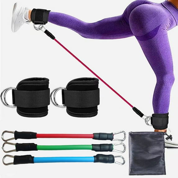 Ankle Resistance Bands with Cuffs, Ankle Bands for Working Out, Ankle Resistance Band for Leg, Booty Workout Equipment for Kickbacks Hip Fitness Training, Exercise Bands for Butt Lift Women(Black)
