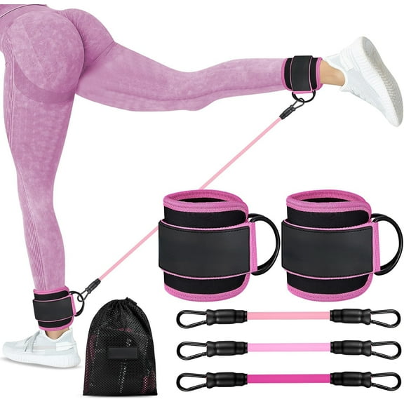Ankle Resistance Bands with Cuffs, Ankle Bands for Working Out, Ankle Resistance Band for Leg, Booty Workout Equipment for Kickbacks Hip Fitness Training, Exercise Bands for Butt Lift Women