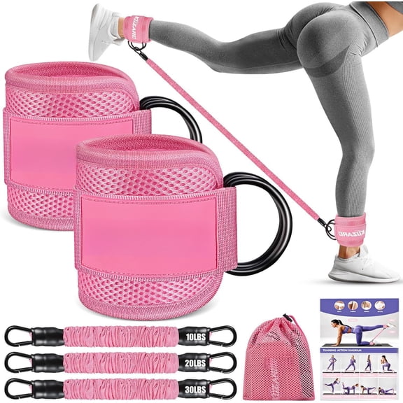 Ankle Resistance Bands with Cuffs, Ankle Weights Bands for Working Out, Women and Glutes Workout Equipment, Exercise Bands for Kickbacks, and Booty Trainer, Gym Fitness Equipment