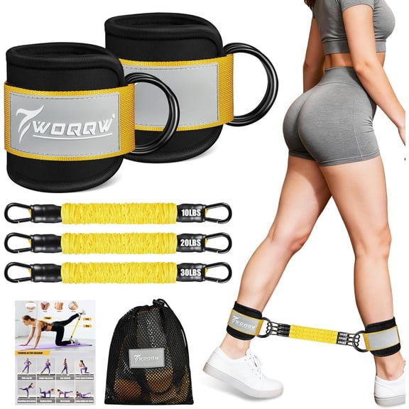 Ankle Resistance Bands with Cuffs,  and Glutes Workout Equipment, Resistance Bands with Ankle Straps for  Machine Kickbacks, Booty Workouts, Lower  Exercises -  Gym Exercise Equipment