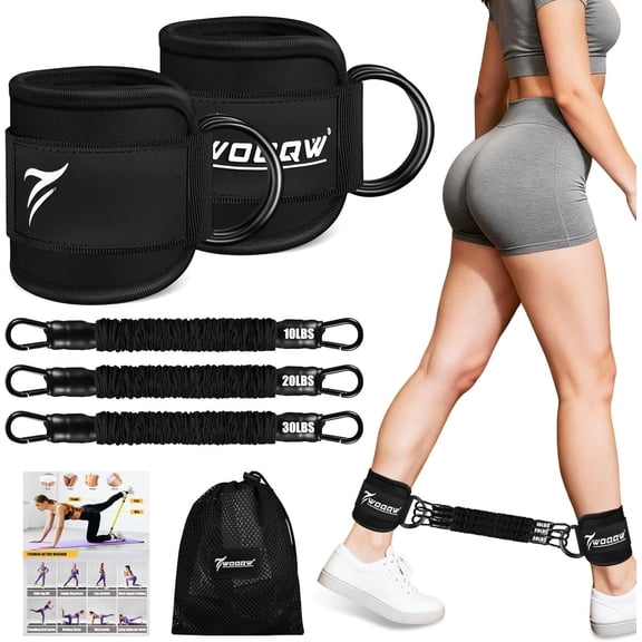 Ankle Resistance Bands with Cuffs,  and Glutes Workout Equipment, Resistance Bands with Ankle Straps for  Machine Kickbacks, Booty Workouts, Lower  Exercises -  Gym Exercise Equipment