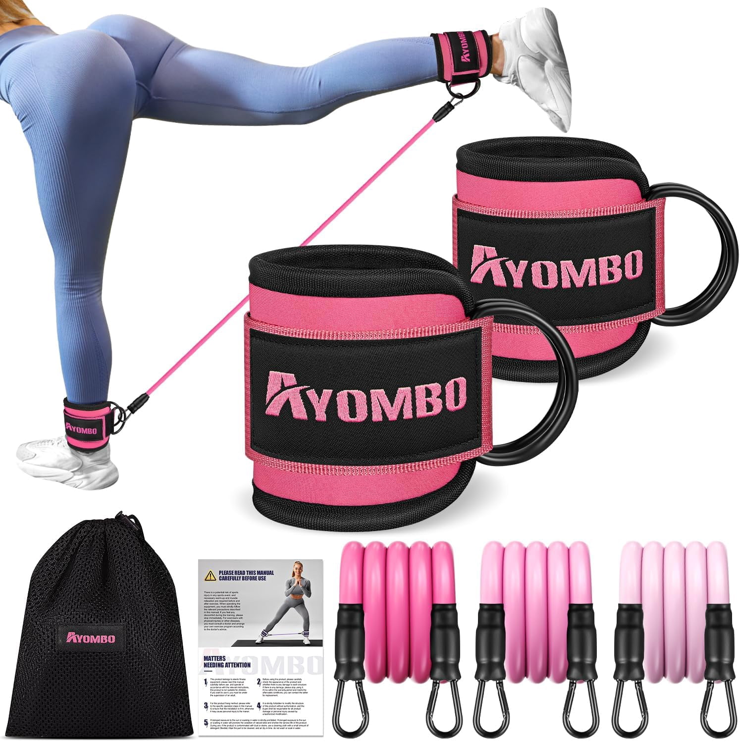 New WALITO Ankle Resistance Bands With Cuffs, Ankle Bands For Working