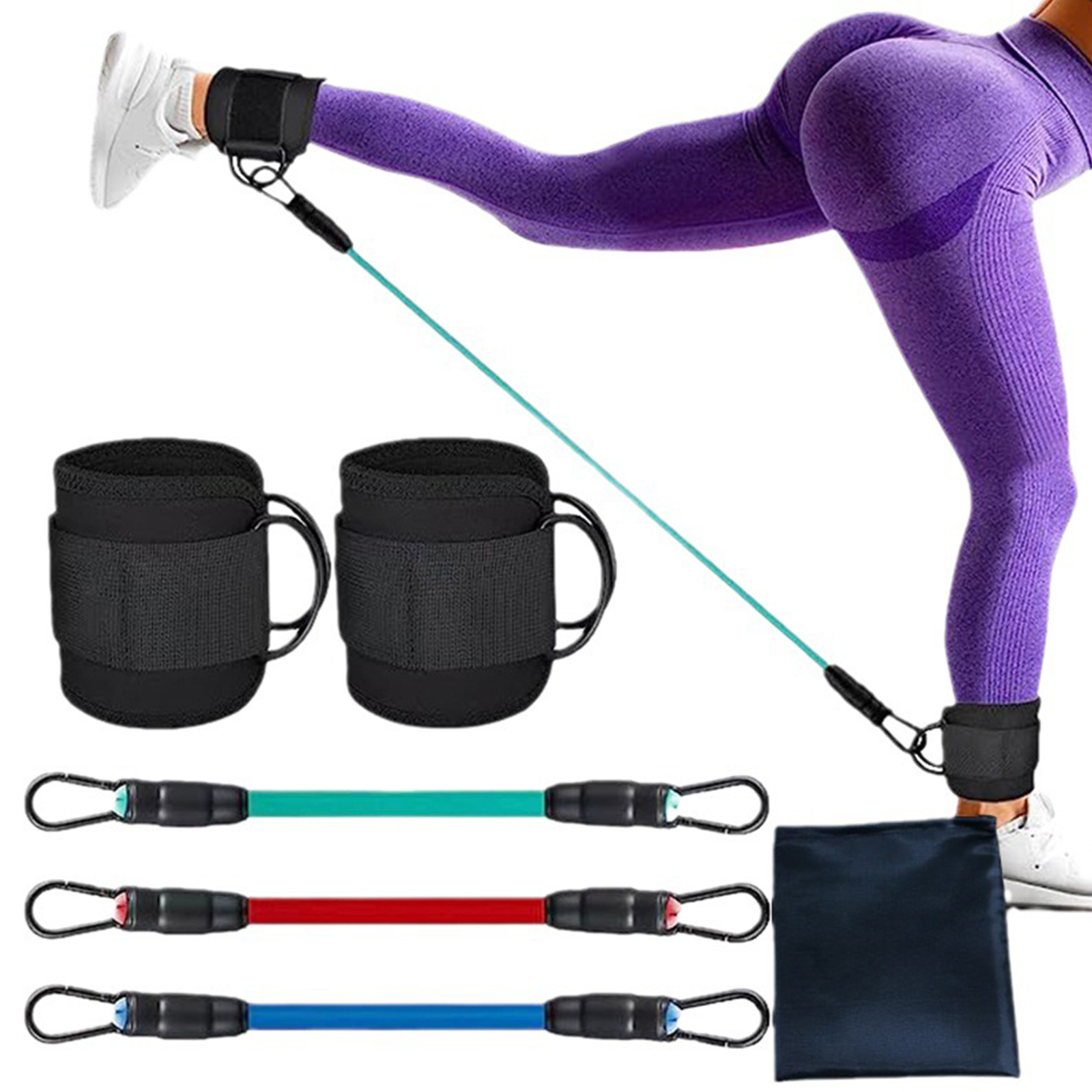 Ankle Resistance Bands Set, Ankle Tube Straps, 3 Pound Different