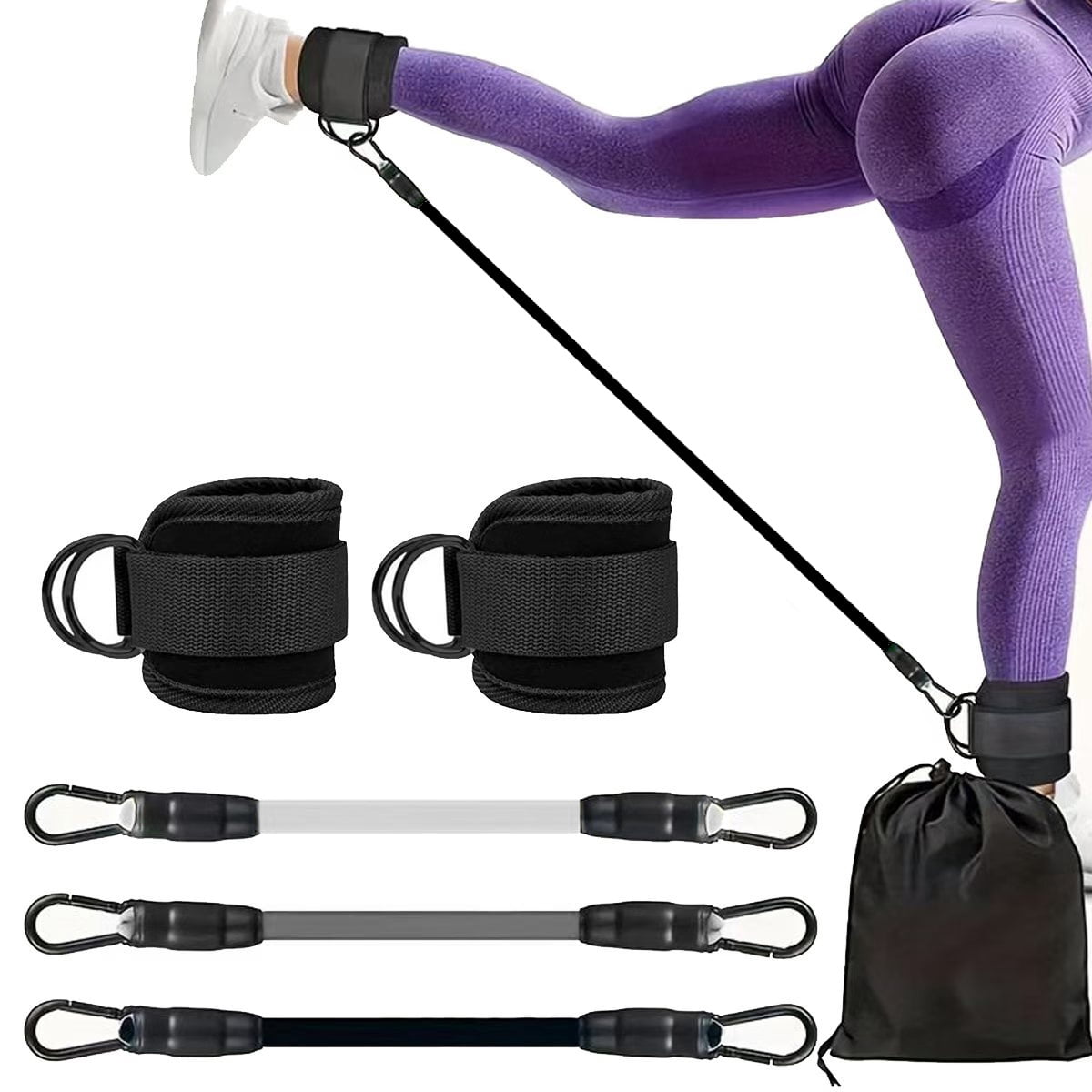 Capelli Sport Ankle Resistance Band With Adjustable Cuffs - Lateral Exercise Band For Leg & Glute Workouts (Blue, 28")