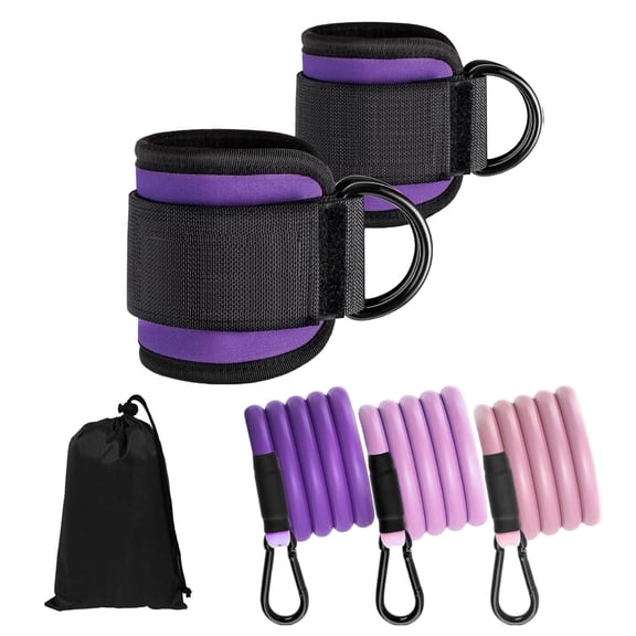 Ankle Resistance Bands with Cuffs, Exercise Bands for Legs and Butt, Workout Equipment for Men Or Women Hip Leg Press Exercise, Purple