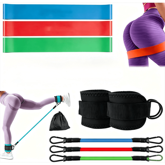 Ankle Resistance Bands with Cuffs, Home Gym Workout Equipment, Lifting Glute Butt Exercise Equipment for Women, Ankle Weights Fitness Band Set