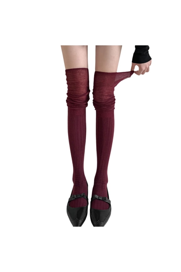 Ankle Socks - In Autumn and Winter Anchorage Red Socks Women's Red Catwalk Models Are Spliced with Knee Socks and Anchorage Stockings Are Piled Up., Socks for Women,Color: Red Size: One Size
