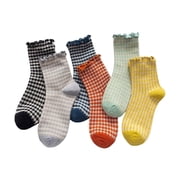 Ankle Socks Ruffle Frilly Crew Socks Plaids Middle Tube Socks Cotton Bootie Sock