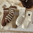 thumbnail image 1 of Ankle Socks, Women Cable Fleece Plush Slipper Socks , Thick Warm Thermal Color Blocking Indoor Sleep Sock, 1 of 7
