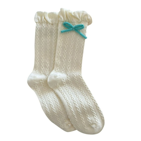 Ankle Socks - Women Socks Bow Crew Socks Lolita Dress Breathable Soft Girls Socks, Socks for Women,Color: Beige Size: One Size