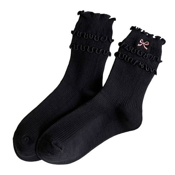 Ankle Socks - Women Socks Bow Crew Socks Lolita Dress Breathable Soft Girls Socks, Socks for Women,Color: Black Size: One Size