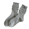 thumbnail image 1 of Ankle Socks - Women Socks Bow Crew Socks Lolita Dress Breathable Soft Girls Socks, Socks for Women,Color: Grey Size: One Size, 1 of 7