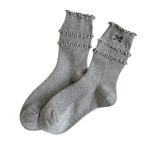 Ankle Socks - Women Socks Bow Crew Socks Lolita Dress Breathable Soft Girls Socks, Socks for Women,Color: Grey Size: One Size