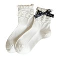 thumbnail image 1 of Ankle Socks - Women Socks Bow Crew Socks Dress Breathable Soft Girls Socks, Socks for Women,Color: White Size: One Size, 1 of 7