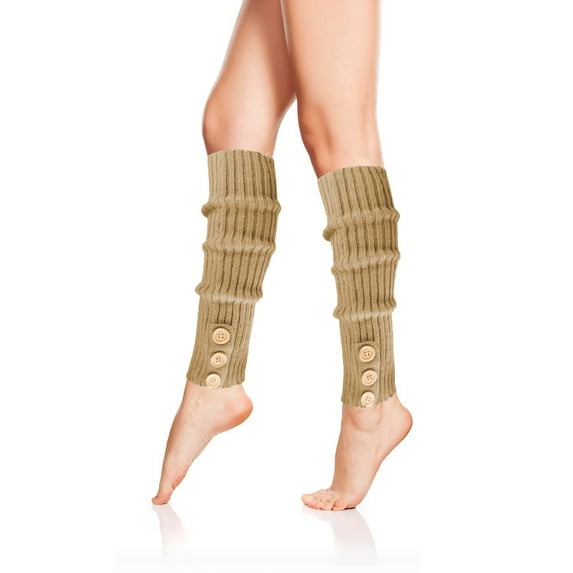 Ankle Socks - Women's Girls Long Leg Warmers Ribbed Knit Boot Socks with Button Party Accessories for Running Sports, Socks for Women,Color: Khaki Size: A