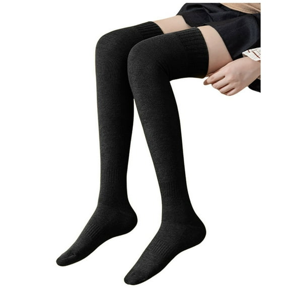Ankle Socks - Women's Solid Color Casual Over the Knee Thick Warm Socks, Socks for Women,Color: Black Size: One Size