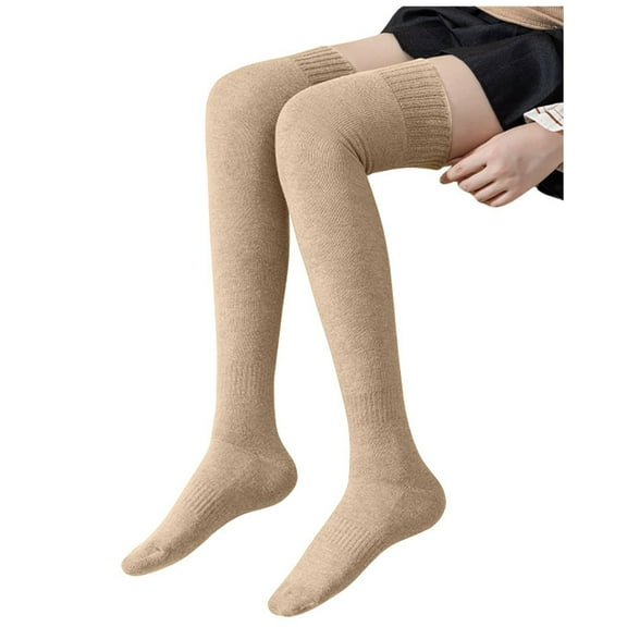 Ankle Socks - Women's Solid Color Casual Over the Knee Thick Warm Socks, Socks for Women,Color: Khaki Size: One Size