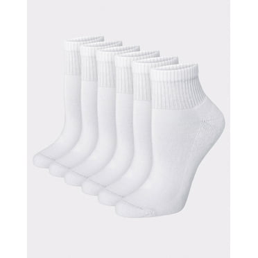 Ankle Socks Womens 6-Pack Hanes Ultimate White Black ComfortSort Cushion sz 5-9