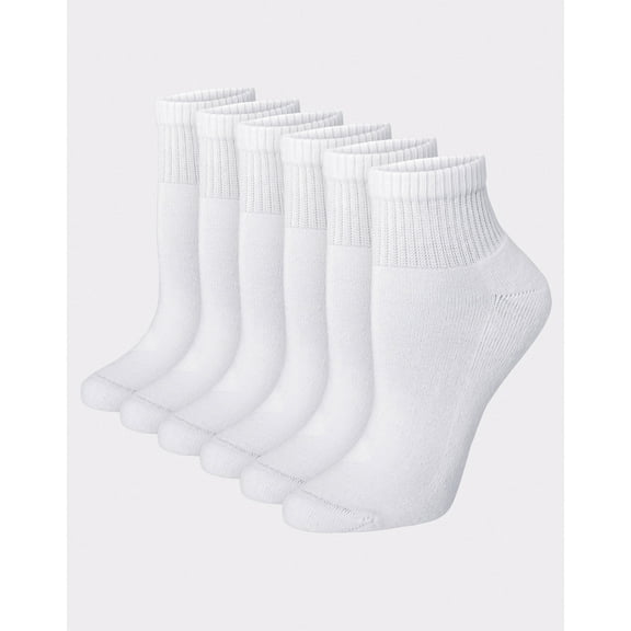 Ankle Socks Womens 6-Pack Hanes Ultimate White Black ComfortSort Cushion sz 5-9