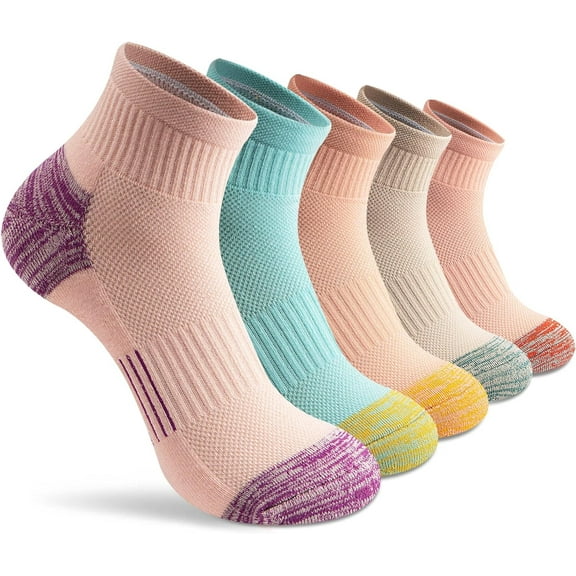 Ankle Socks Womens Athletic Thick Cushioned Running Hiking Low Cut 5-Pairs